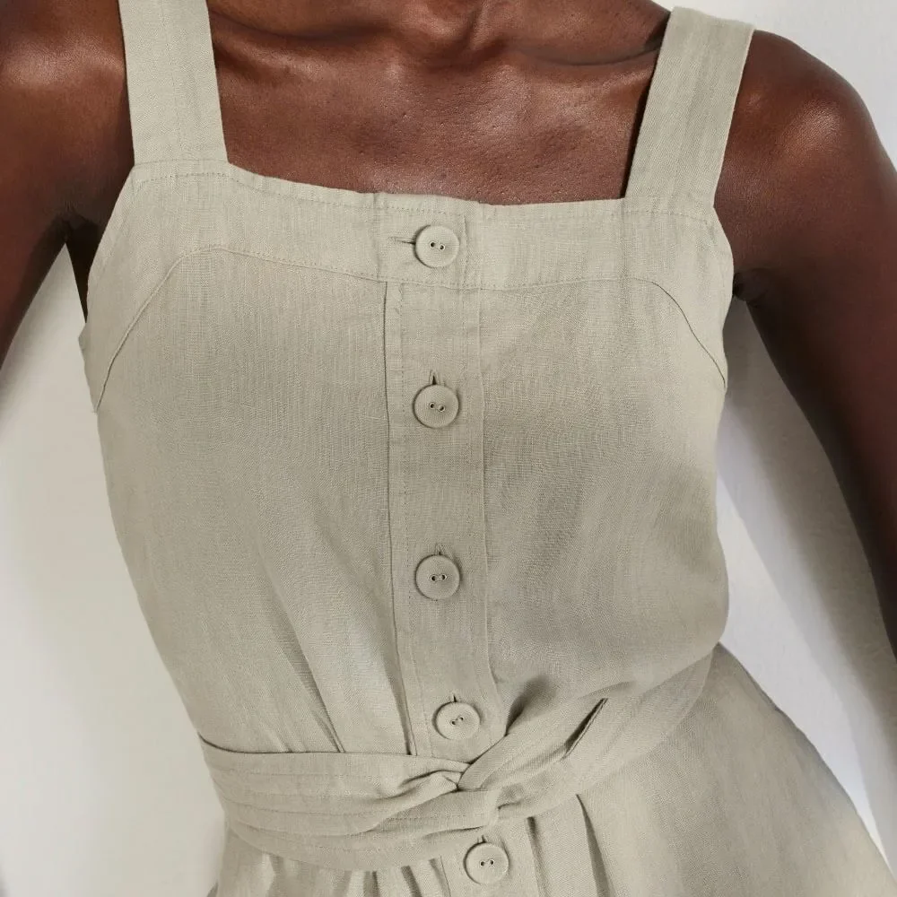 Everlane The Linen Jumpsuit in Seagrass Size 6